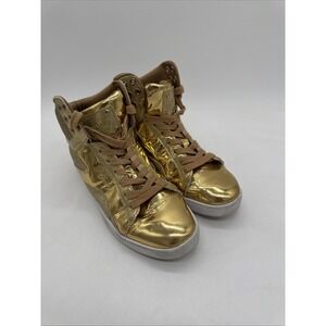 Love Pastry Woman's High‎ top Glitter And Gold Shoes Size 8.5